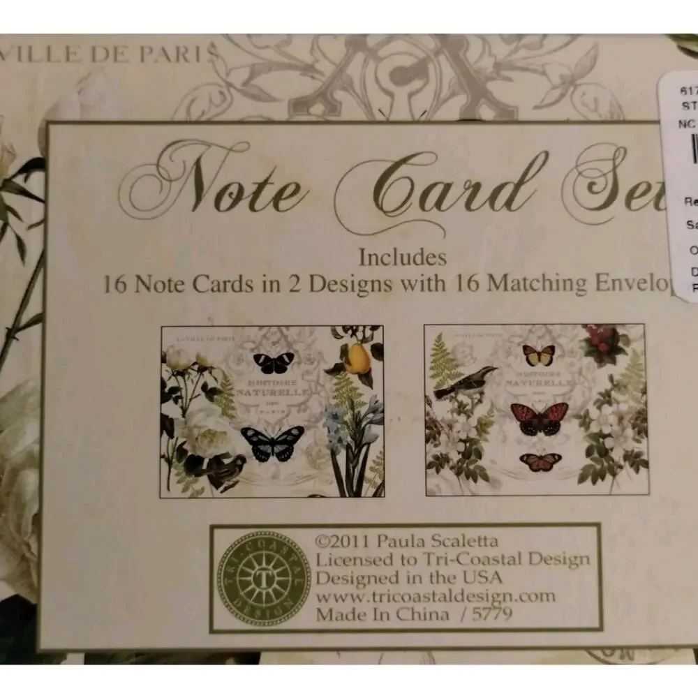 Paula Scaletta Butterfly Birds Stationary - Flowers Fruit Note Cards - Partial